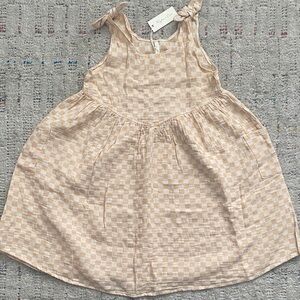 Rylee + Cru Checkered tie shoulder sleeveless kids girls Dress size 10-12 NEW